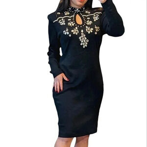 ET AL vintage embellished black decorated dress
